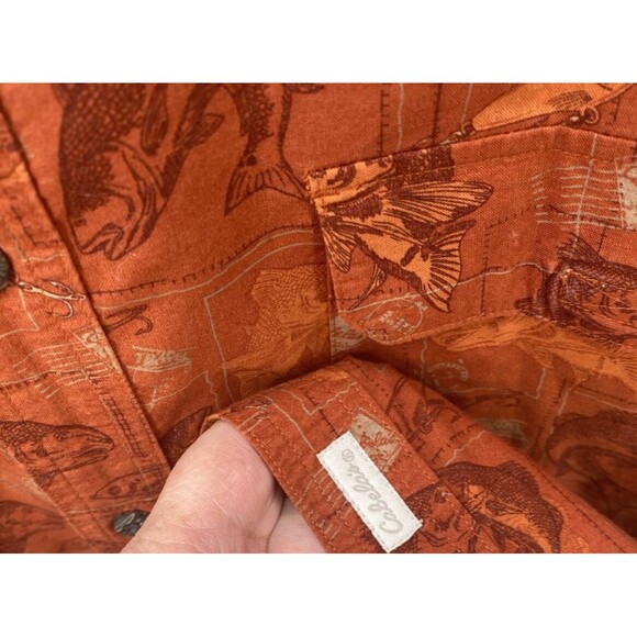 Cabelas Fishing Shirt Mens 2XL Rust Fish Print Vented Short Sleeves EUC - Picture 5 of 12